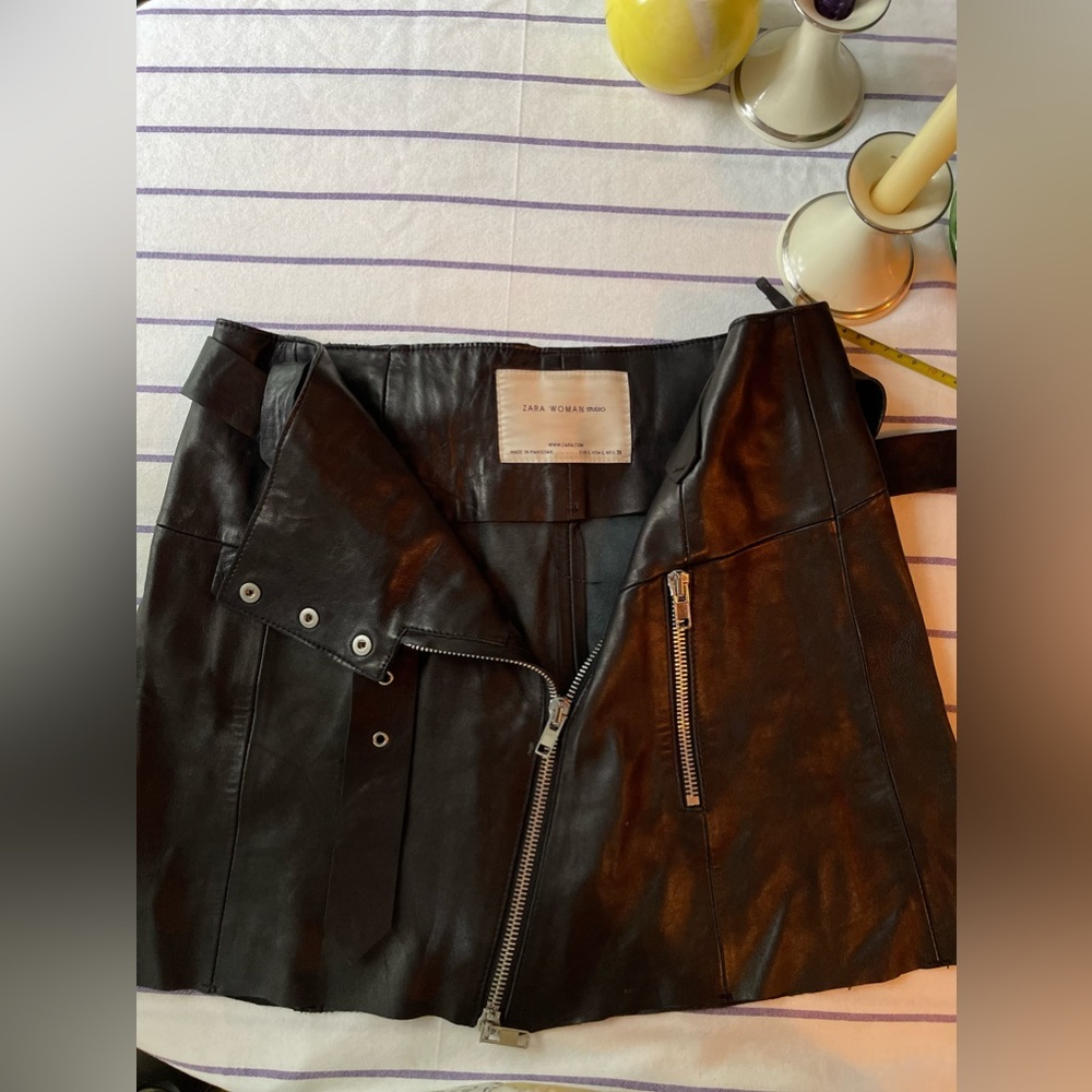 Zara Studio leather mini skirt